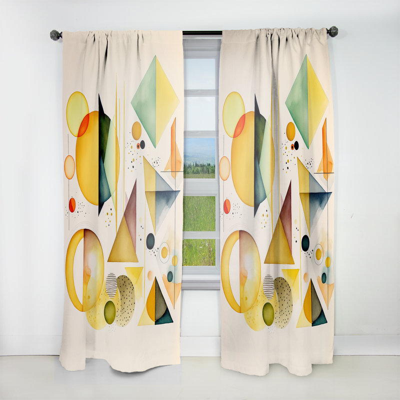 Aylward - Abstrait multicolore jaune I - Rideau moderne - Velours obscurcissant - 1 panneau, L 52 po x L 120 po
