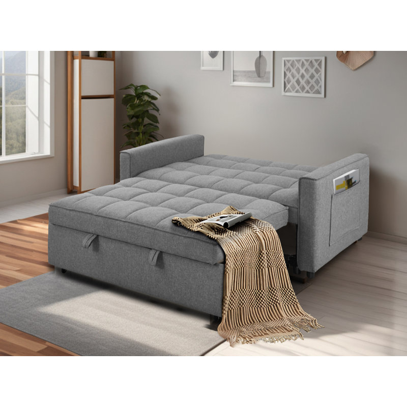 Causeuse à accoudoirs carrés 52,5 po Zebulah, Gris foncé