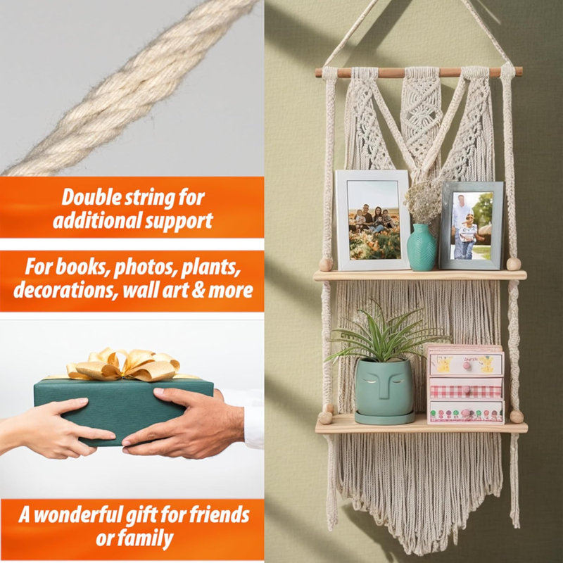 Étagère murale décorative de chambre à coucher Boho