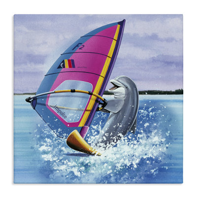 «Wind Surfer Dolphin», art mural sur toile par Art Brands, LLC.