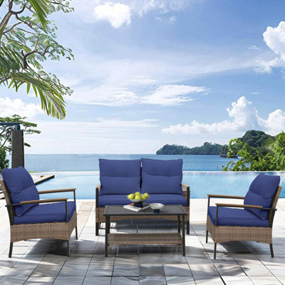 Nayellie 4 - Person Outdoor Seating Group with Cushions