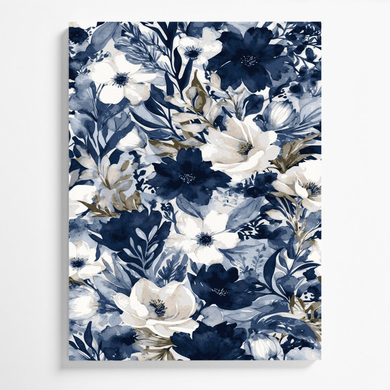 "Watercolor Floral 74", art mural sur toile grise