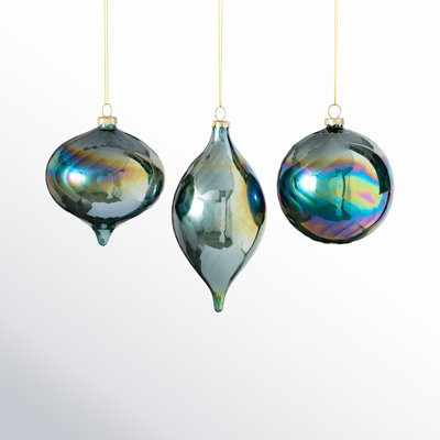 Aldusa 3 Piece Iridescent Finial Ornament Set