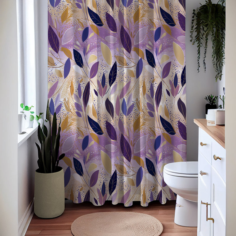 Rideau de douche Nadette, H 72 po x l 70 po, Mauve / jaune, Floral