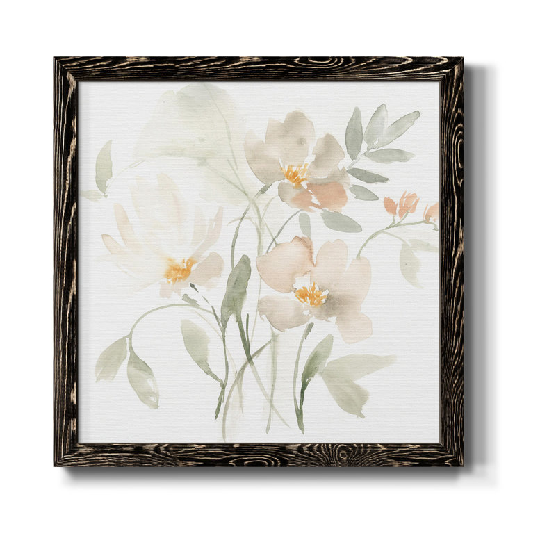 «Whispering Petals I», art mural sur toile, H 17 po x l 17 po x P 1,5 po, Cadre noir