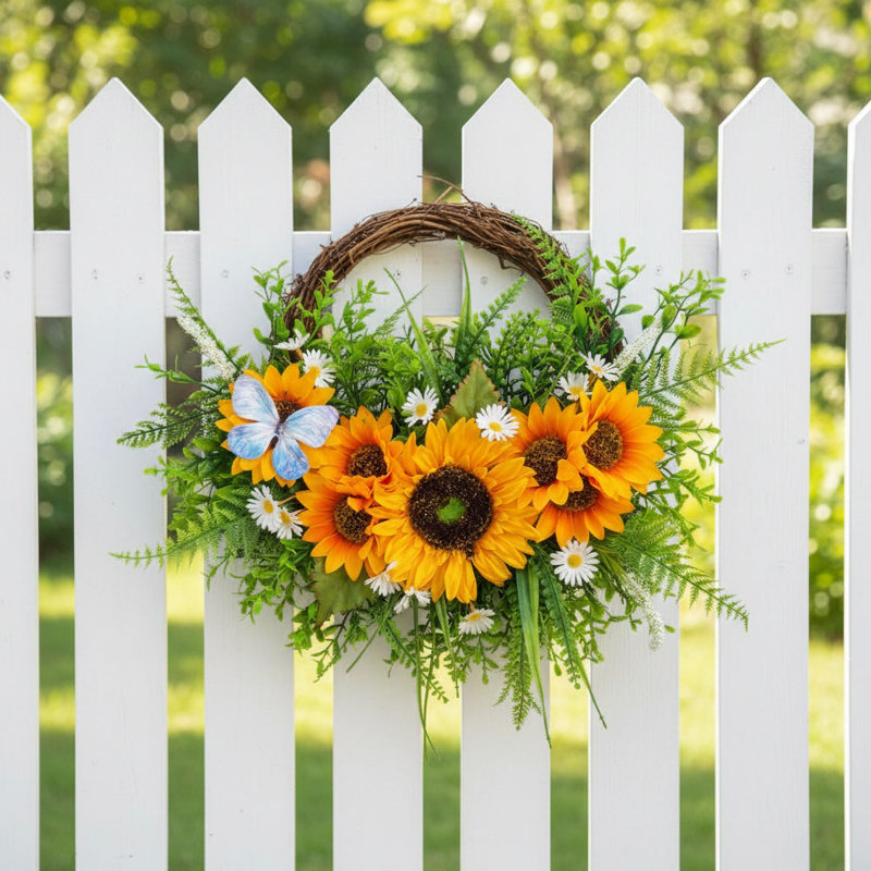 Couronne de tournesol artificielle printemps été 45cm / 17,71in