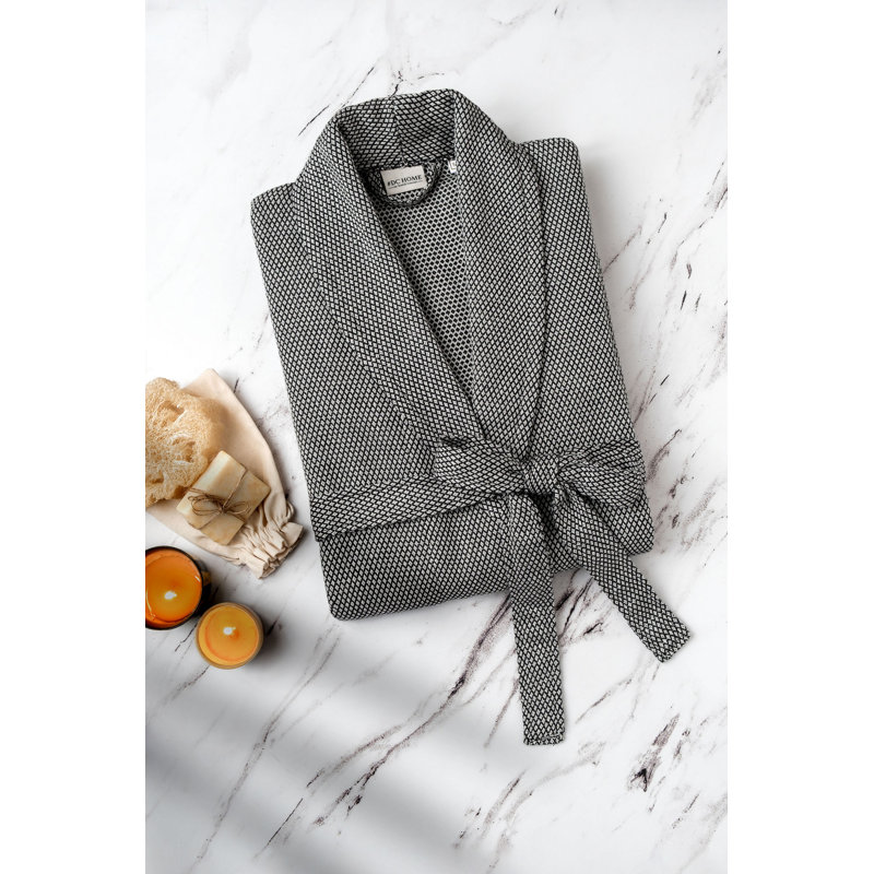 Mid-Calf Bathrobe with Pockets, 112cm L x 54cm W, Black