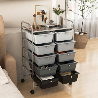 Nally 10 Drawer Storage Drawer with Locking Wheels