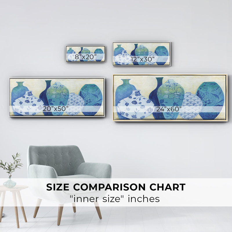 Chinoiserie Home - Toile encadrée, H 8 po x l 20 po