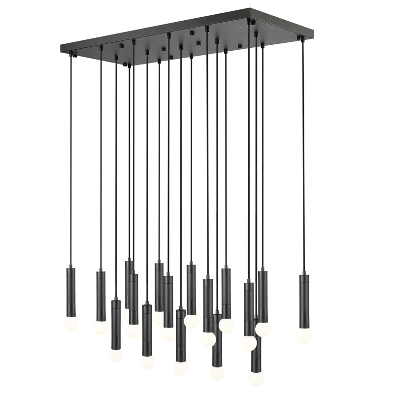 Lustre linéaire moderne Lipman, Noir mat, 17 lumières