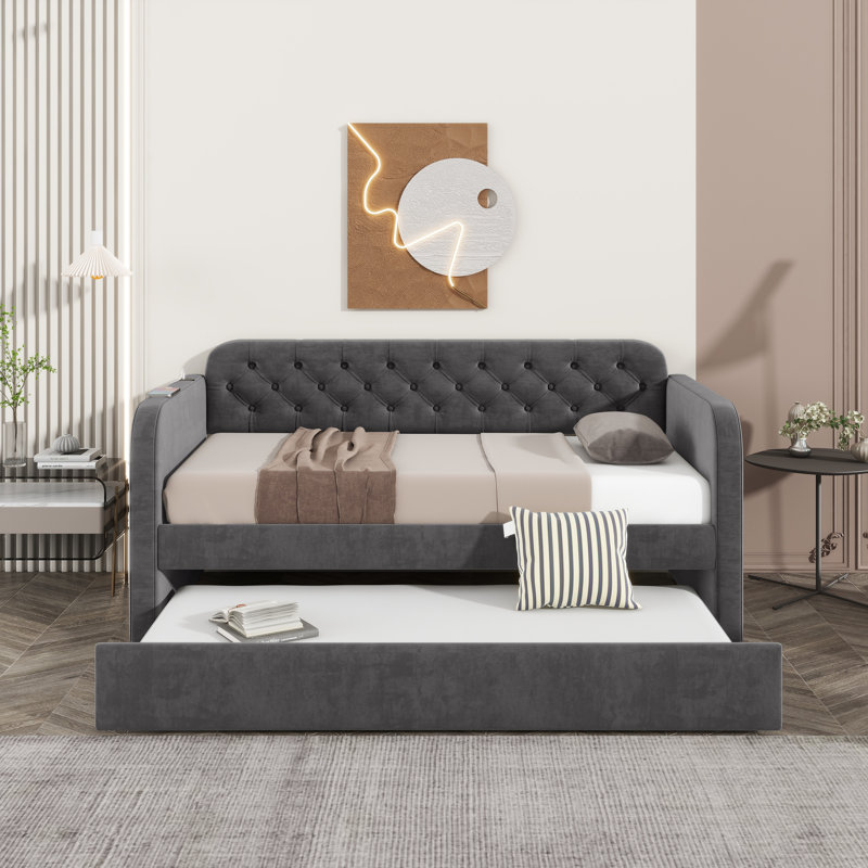 Kordan Upholstered Daybed, Gray