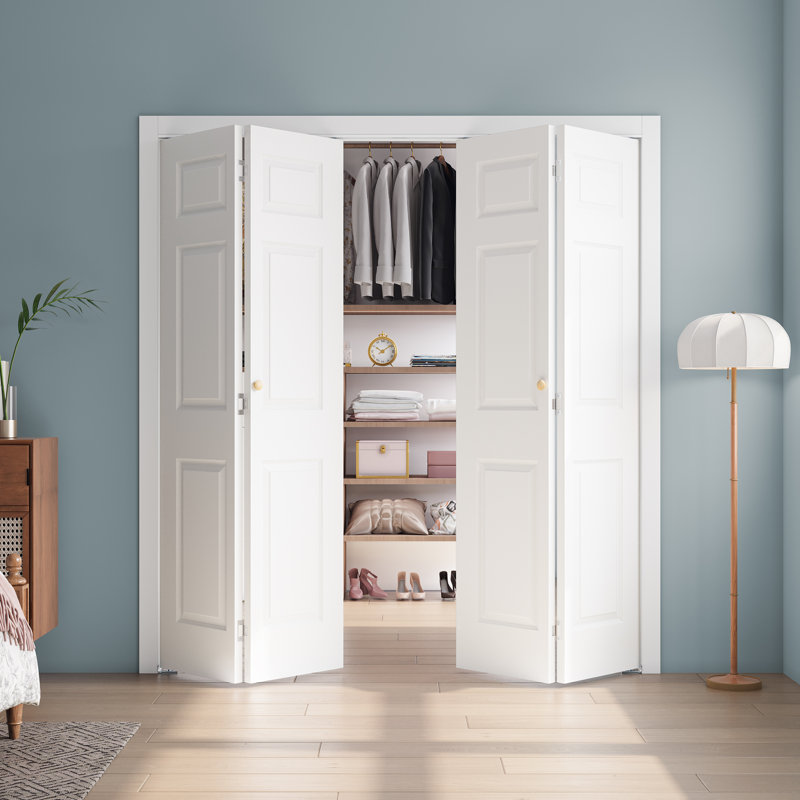 White Primed Manufacture Wood 3-Panel Bi-Fold Door With Hardware Kit, 60" x 80", 2