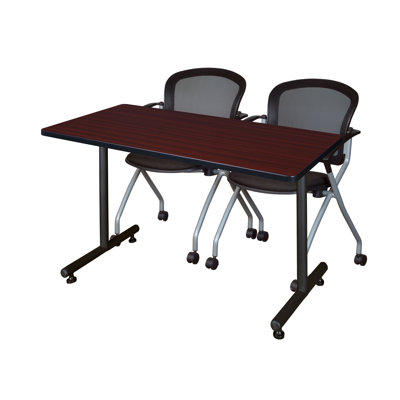 Nicklos T-Base Training Seminar Table, 2 Cadence Nesting Chairs -  Inbox Zero, 8DDF8A0F085F45E988B003FD9DBEAAE2