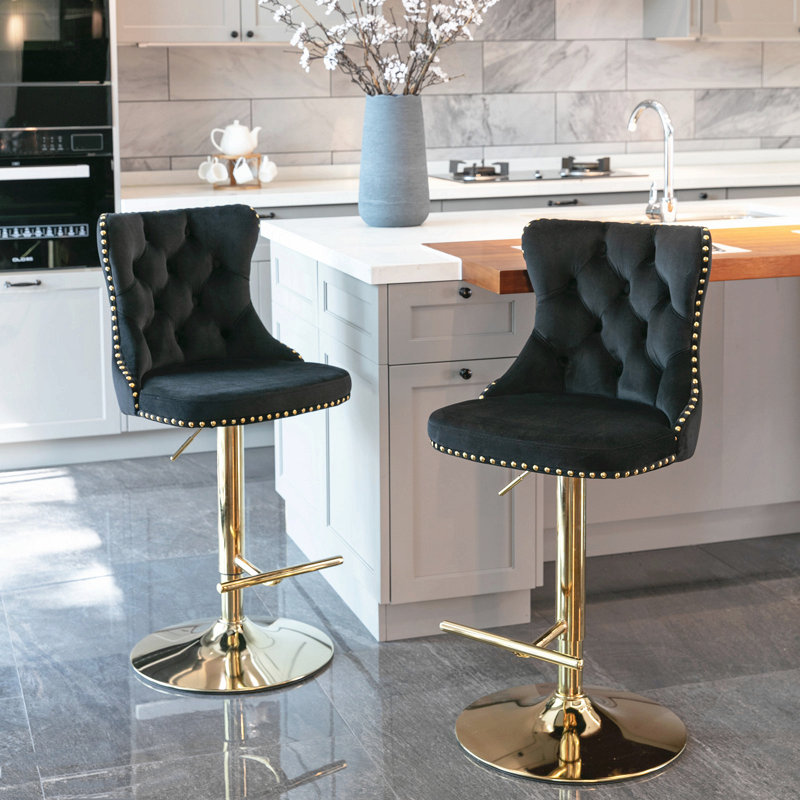 Tabourets de bar Golden, Noir
