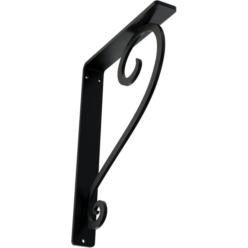 Support en fer forgé Edwards, H 10 po x l 1,5 po x P 7,5 po, Noir