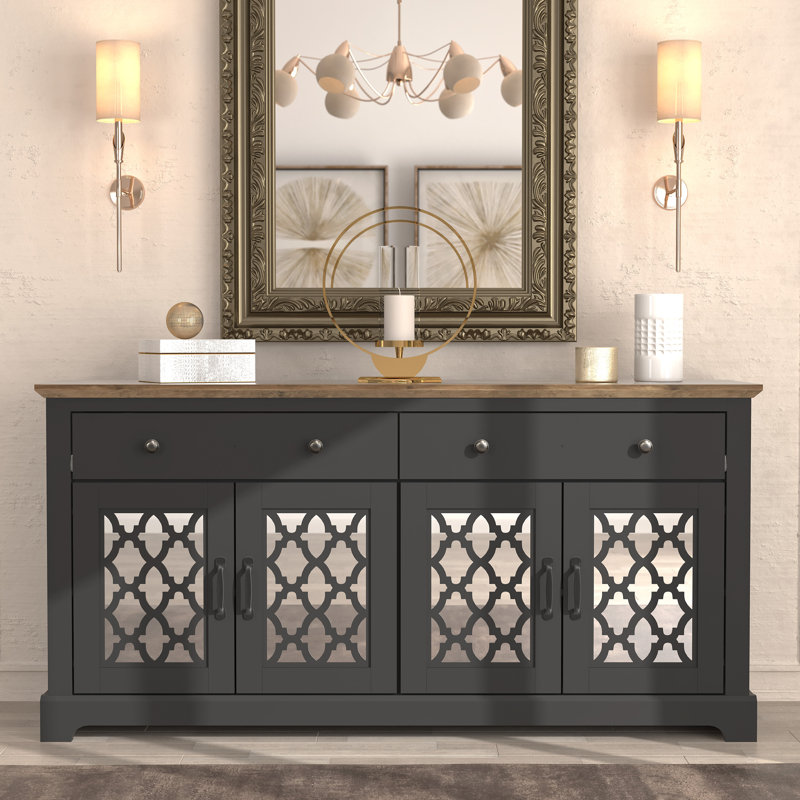 Chessani 2 Drawer Sideboard, Noir / chêne noueux, Moorish