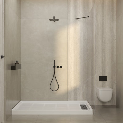 60" W x 36" D Rectangular Shower Base with Drain Assembly & Drain Cover