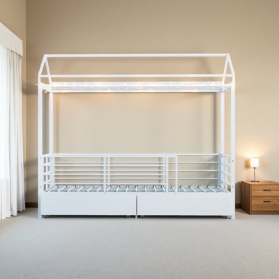 House Bed For Kids , Floor Bed,Bed Frame With Roof,No Box Spring Needed
