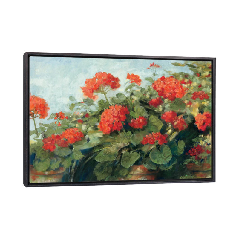 Geranium Wave par Carol Rowan - reproduction d'art, H 18 po x l 26 po x P 1,5 po, Cadre flottant noir patiné, Pas de tapis
