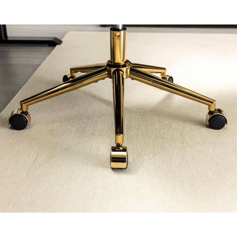 Mobilier de bureau à domicile ajustable - Siège réglable, siège rembourré en mousse, revêtement noir et base en métal doré, idéal pour étudier