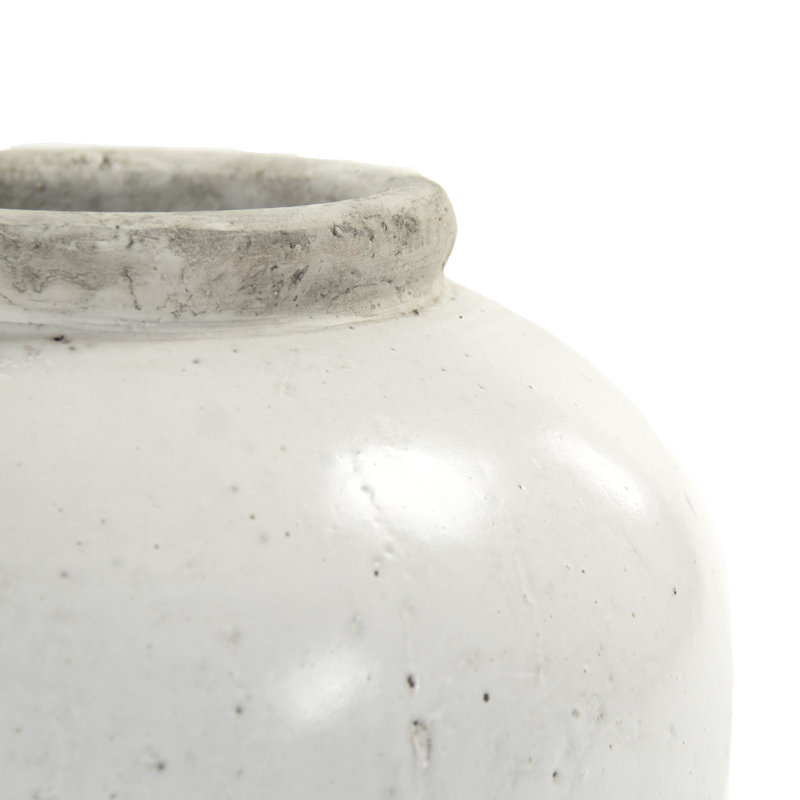 Vase de table en céramique blanche, H 15 po x l 15 po x P 15 po