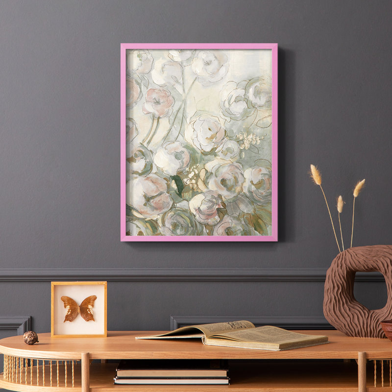 «Moonlit Climbing Roses II», reproduction encadrée - bois massif, Rose, H 10 po x l 8 po