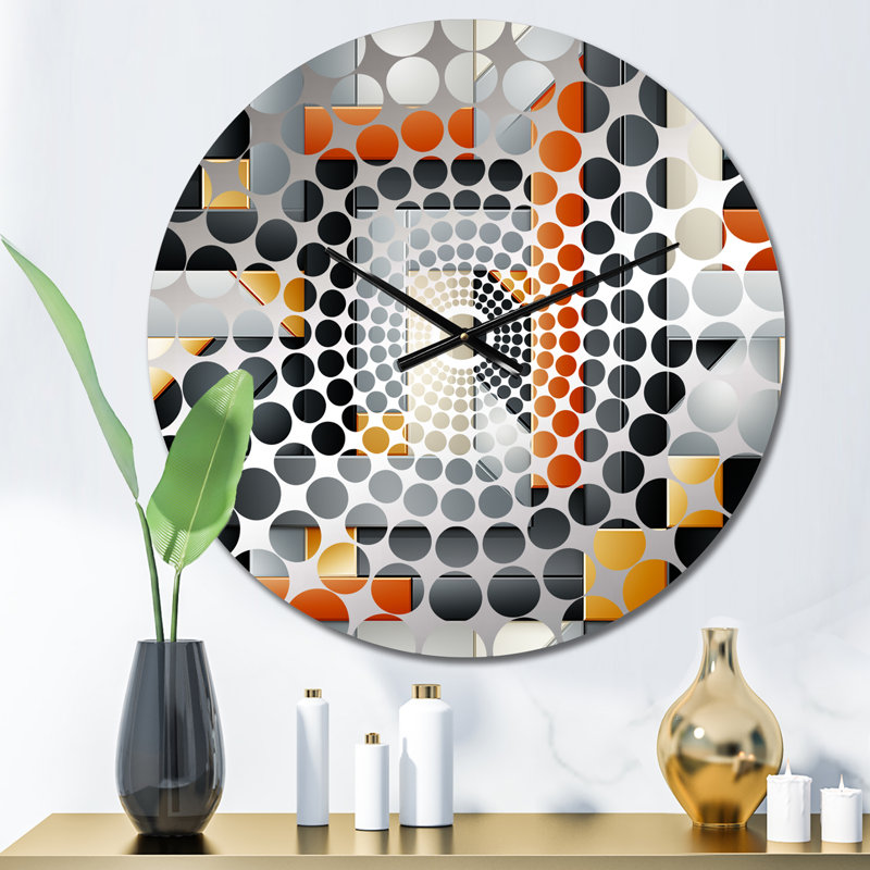 Horloge murale géométrique orange et grise, Petit