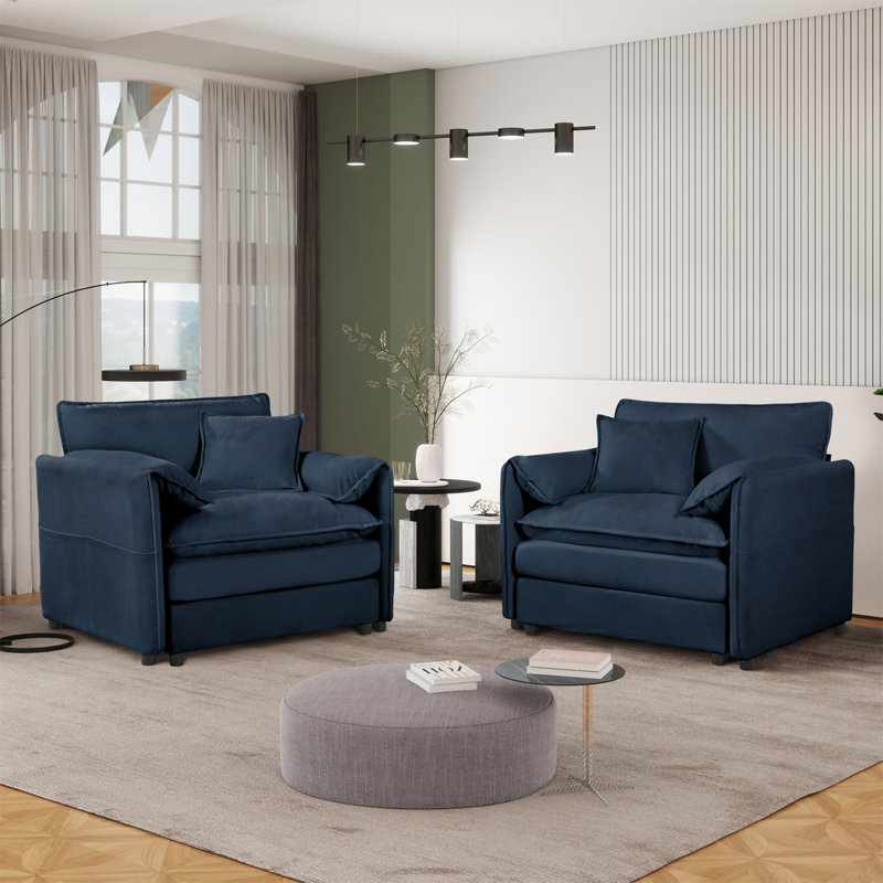 Ensemble de 2 chaises d'appoint surdimensionnées en chenille surdimensionnées (chaise incluse seulement), Bleu