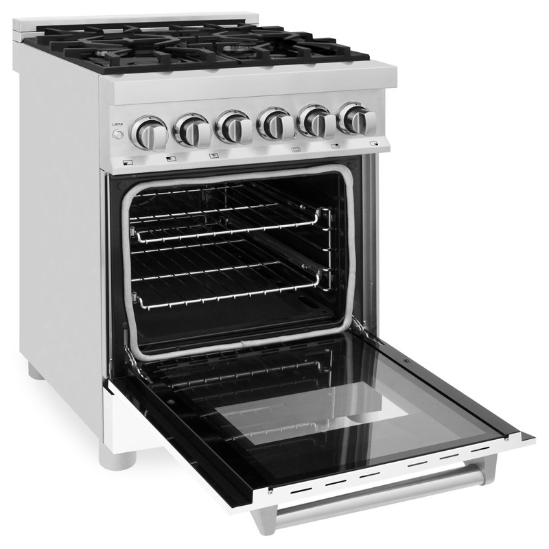 ZLINE 24 In. 2.8 Cu. Ft. Legacy Dual Fuel Range with 4 Burner Gas Cooktop and Electric Convection Oven, White Matte