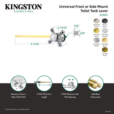 Levier de réservoir de toilette à fixation avant ou latérale Kingston Brass KTBXD Kingston
