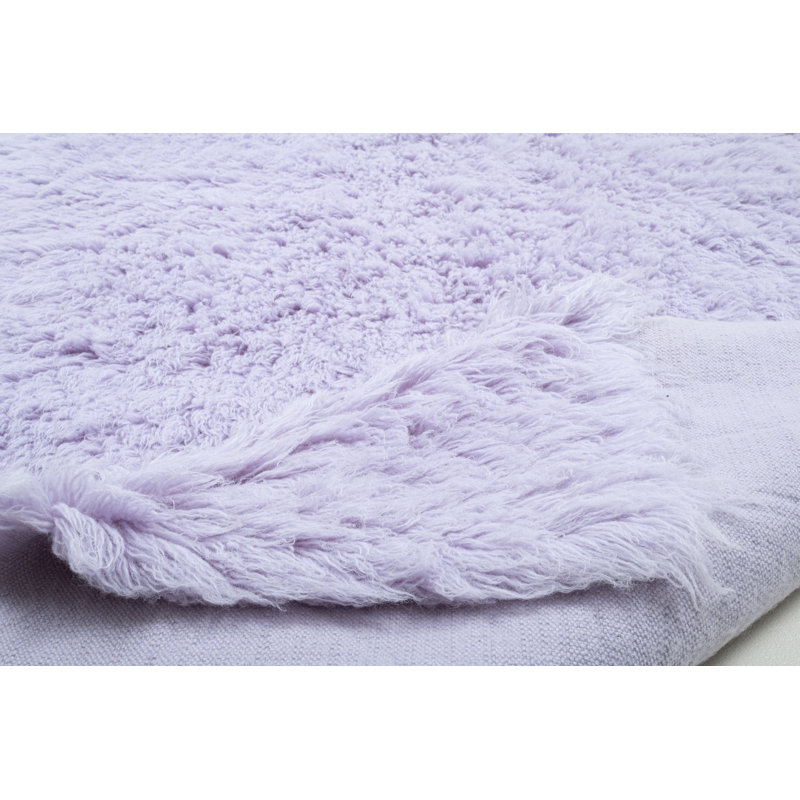 , Purple Fluffy, hand-woven flokati rug made of 100% virgin wool, Rectangle 80 x 160cm