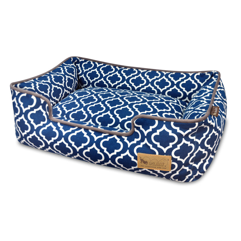 Lit pour chien marocain , Grand (l 38 po x P 30 po x H 9 po), Bleu marine
