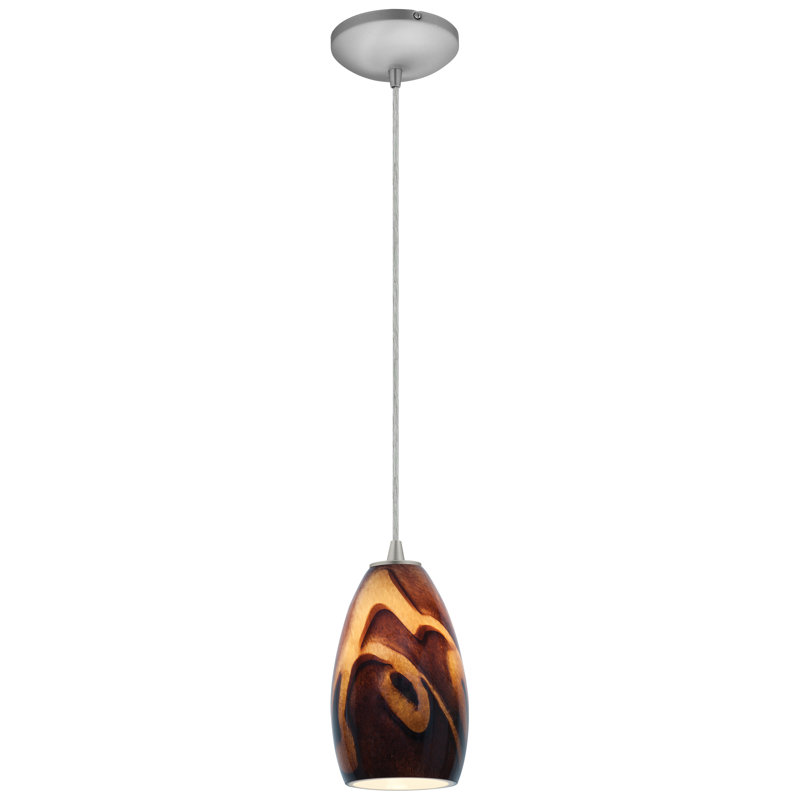 Luminaire suspendu à 1 lumière Carballo, Acier brossé