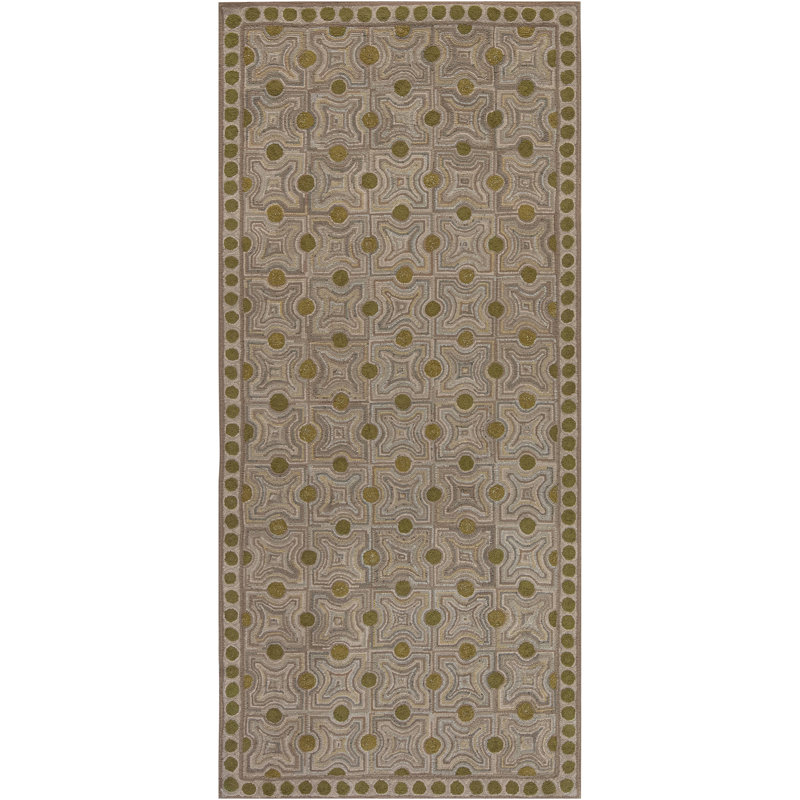 Tapis beige / vert / mauve personnalisé 3 pi 5 po x 8 pi 5 po