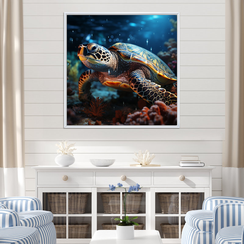 " Abstract Swim I ", White Floater Framed, 24" H x 24" W x 1" D
