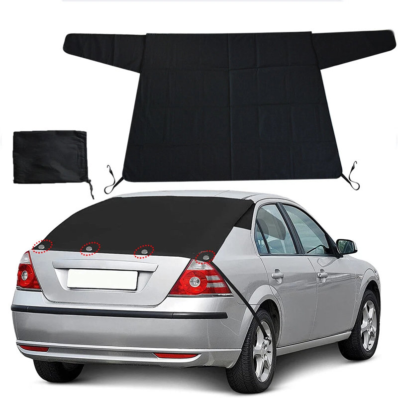 Magnetic Car Rear Windshield Snow Cover, 600D Heavy Duty Sun Shade Winter Ice Frost Dust Protector, Rear