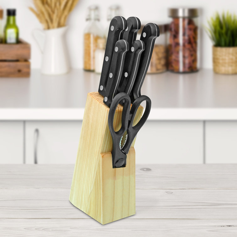 Lexi Home 7 Piece Stainless Steel Knife Block Set