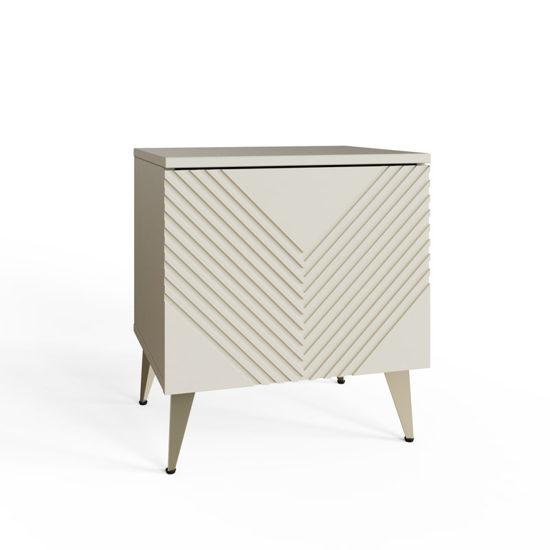 AVA Side Table with Storage , White