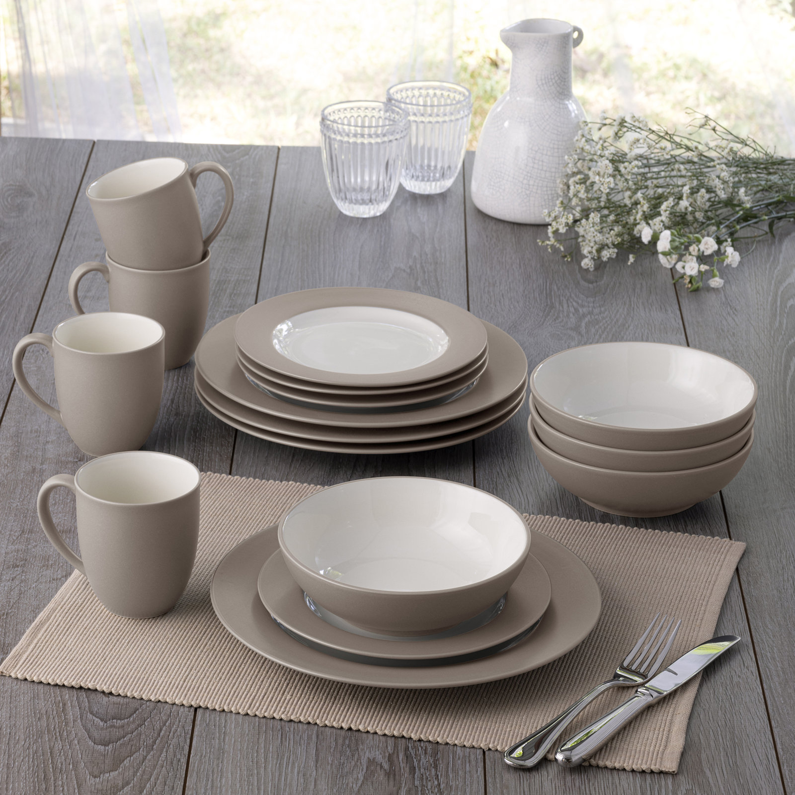 Noritake Colorwave Rim Dinner Plates, 11", Sand