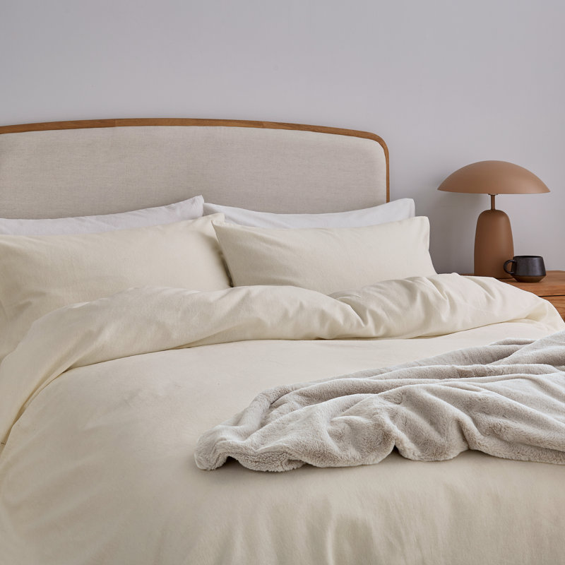 Brushed Cotton Duvet Cover Set, Kingsize Duvet Cover + 2 Pillowcases, Silver