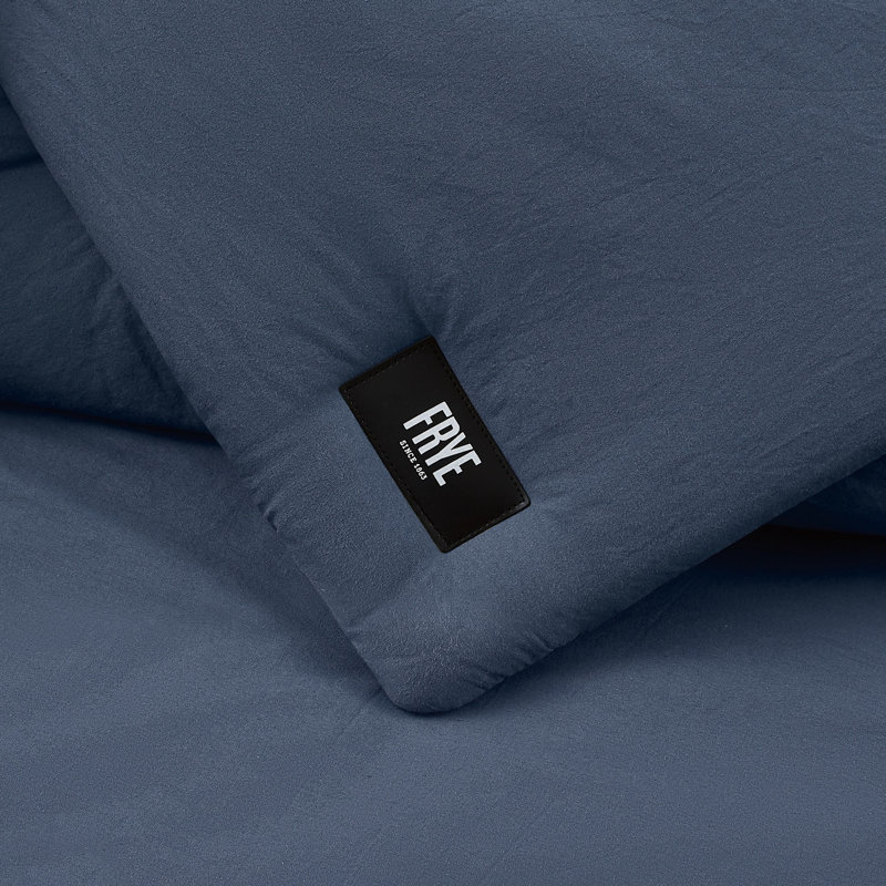 Frye Vintage Washed Cotton 3 Piece Comforter Set, Queen Comforter + 2 Shams, Blue