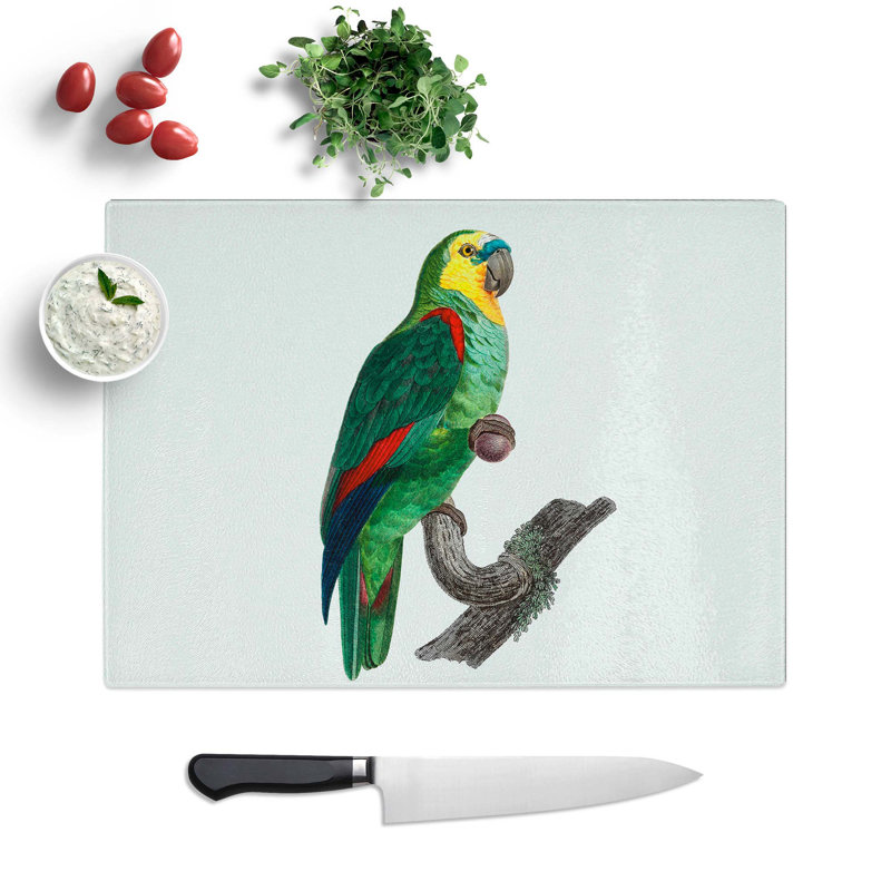 Tempered Glass a Amazon Parrot Chopping Board, 28.5 cm W x 20 cm L