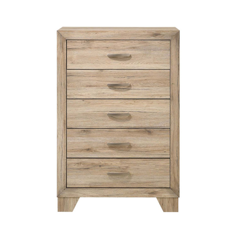 Commode 5 tiroirs Miquell, finition naturelle