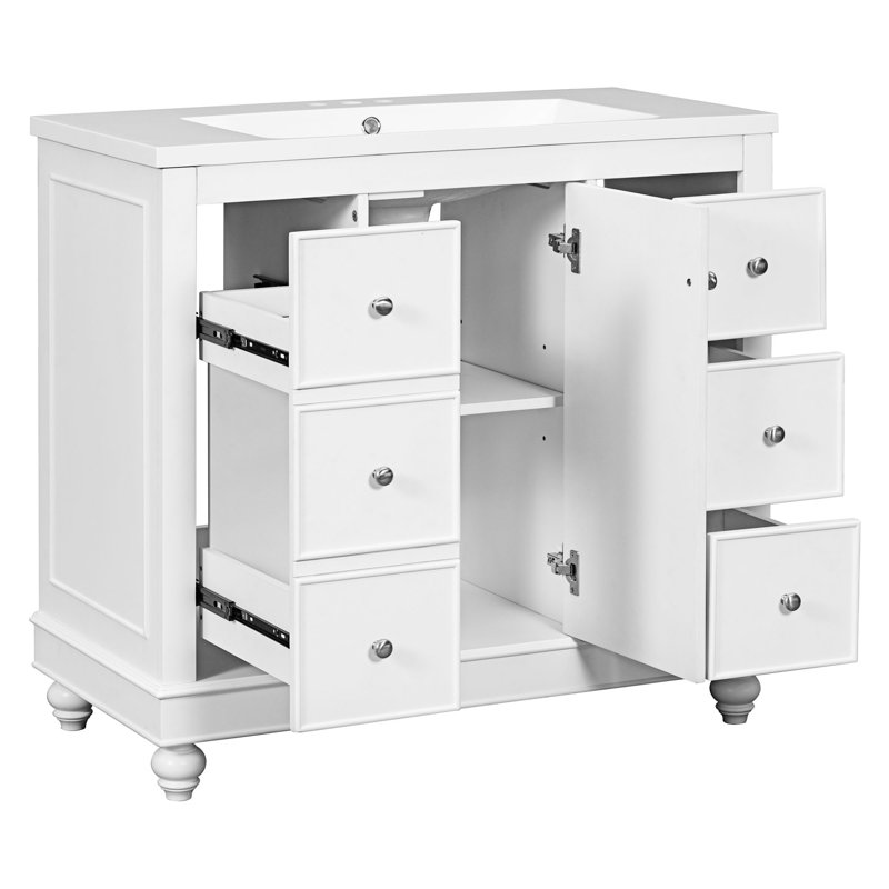 Base de meuble-lavabo simple 35,28 po seulement, Blanc