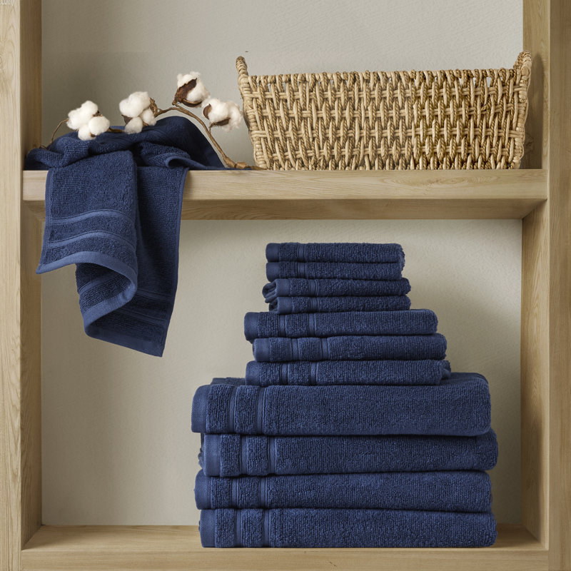 Ensemble de serviettes 100% coton 400GSM Essential, Indigo, Ensemble 6 serviettes de bain