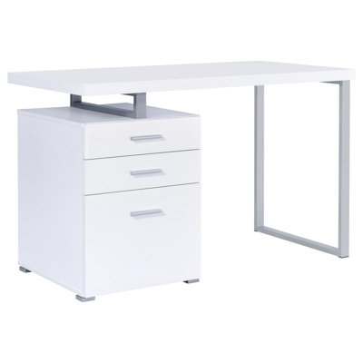Modern White Office Desk With Ample Storage And A Chic Workspace Appearance Rectangular 3 Stylish Practical Design