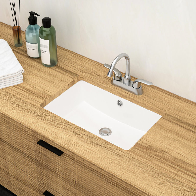 Lavabo de salle de bain encastré en céramique blanche 18 po x 12 po avec trop-plein - conception épurée, teinture pour améliorer la salle de bain rectangulaire à faible absorption d'eau