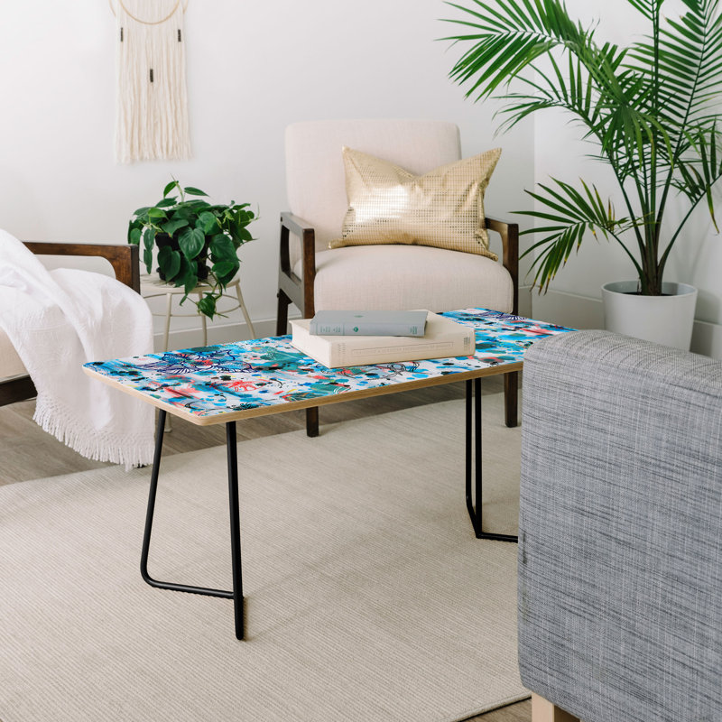 Table basse fleurs Graffiti, Noir
