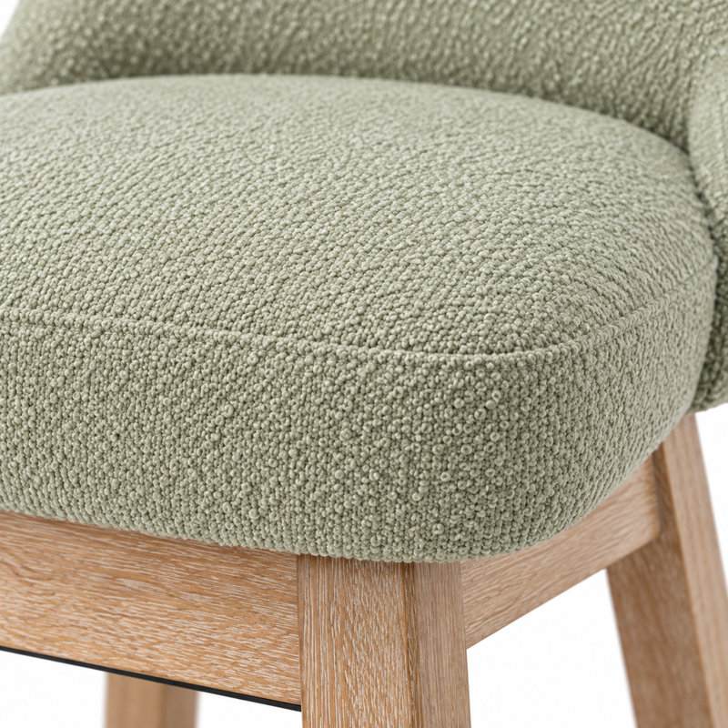 Tabourets de bar de 66 cm avec dossier, ensemble de 2, pivotants à 360°, revêtement en bouclette moderne, verts