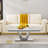 46.85" Coffee Table with White Marble Top, Modern Rectangular Faux Marble Coffee Table with Single U-shaped Stainless Steel Pedestal, Luxury Cocktail Center Table for Living Room Office-358775305
